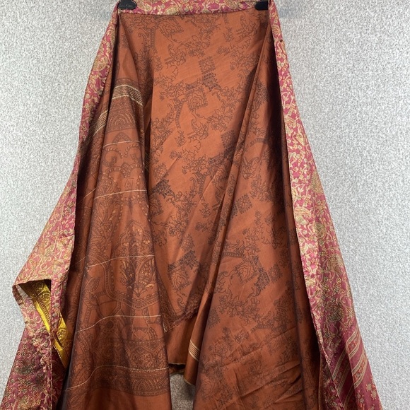 Urban Nomad Exotic Silk Maxi Wrap Skirt Double Layer OS 30" long Hippie Festival - Picture 7 of 7
